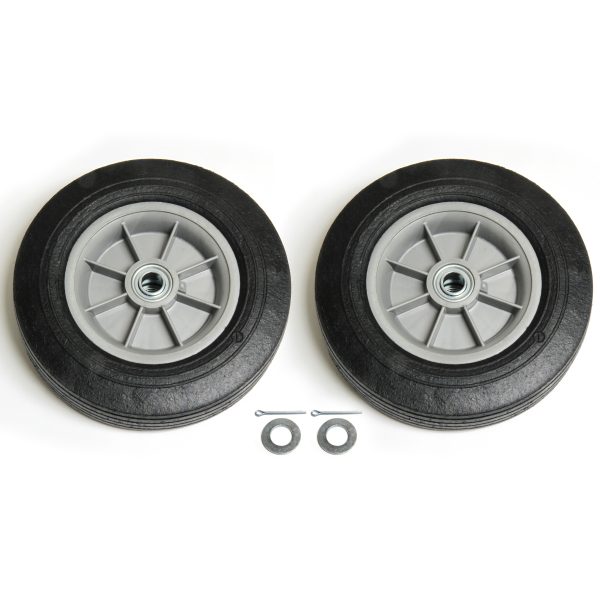 Solid Rubber Wheel Kit with two wheels and screws.