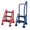 Two CottermanStore's Office Step Ladders - one red ladder and one blue ladder.